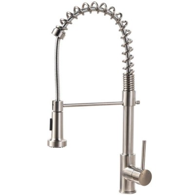 360 Modern Single Handle Flexible Pull Down Sprayer Spring Kitchen Faucet