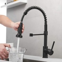 Matte Black Sensor Touch Kitchen Faucets Solid Brass Single Handle Pull Down Sprayer Spring Kitchen Sink Faucet