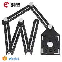 Kegret Hot Selling Aluminum Alloy Multi-function Angle Six-fold-ruler Ceramic Adjustable Glass Tile Hole Saw Drill Guide Locator