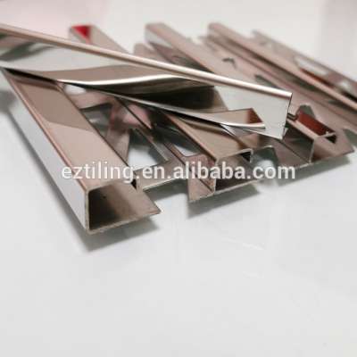 Hot Decoration SS 304 Metal brushed mirror U channel stainless steel tile trim